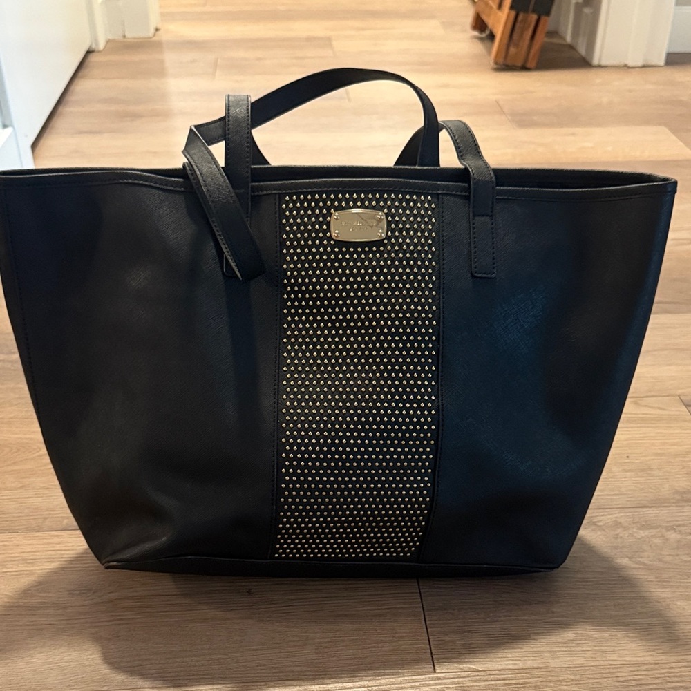 Michael Kors Black Tote with Gold Studs
